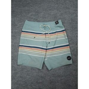 RVCA Swim Trunks Shorts Men's 32 Blue Striped Hawaiian 19" NWT